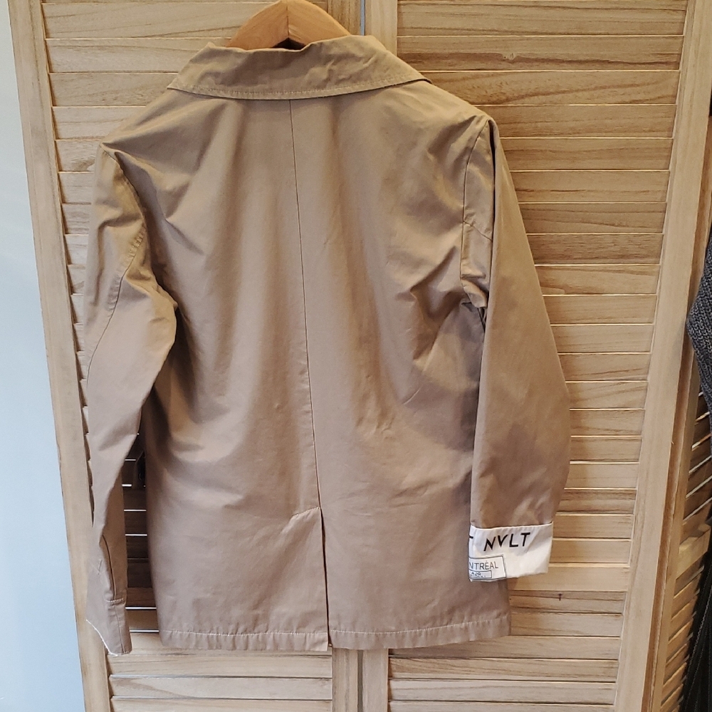 NVLT Women's Brown Waxed Cotton Trench Styke Jacket Lagenlook SZ S - Picture 3 of 16